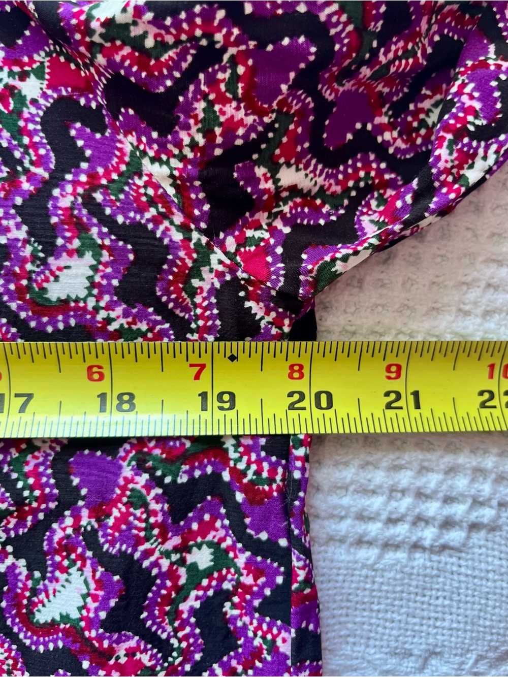 SUNCOO Purple & Magenta Pattern Blouse, V-Neck Long-Sleeve Frilly Collar Ditsy - Picture 9 of 13